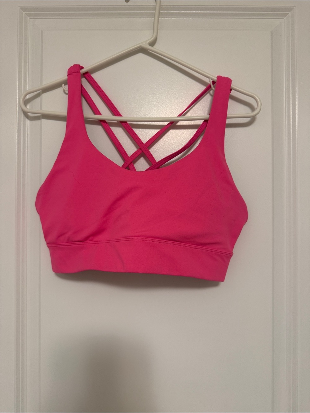 Crisscross Hot Pink Sports Bra with Supportive Band